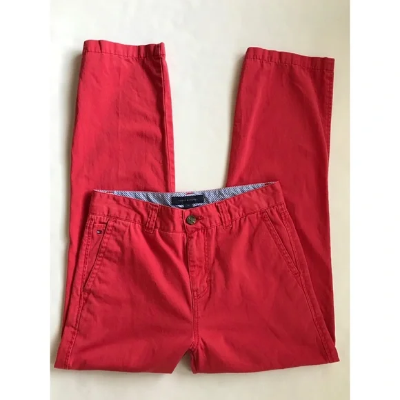 Tommy Hilfiger Boys Size 20 Coral Chino Pants Straight Leg Casual Preppy - Picture 3 of 7